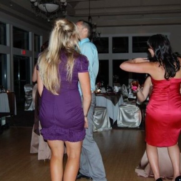 Bebe Women's Short Sleeve Fringe Purple Mini Dress Y2K Preppy Size Large💜 - Picture 6 of 6